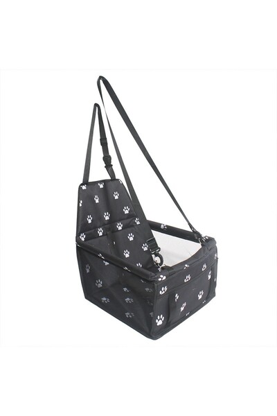 Flippy Pet Car Support with Seat Attachment and Seat Belt, Black Print, 40x32x42 cm