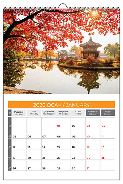 NATURELBASIM 2026 MANZARA DUVAR TAKVİMİ-PALNLAMALI MODEL SEÇENEĞİ İLE