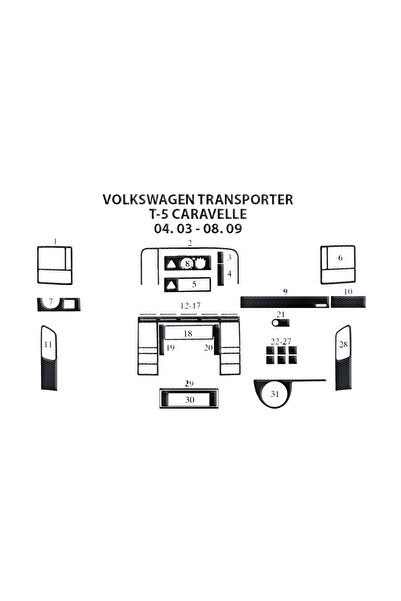 Marscockpitdesign غطاء كونسول فولكس فاجن كارفيل 2003-2009 29 قطعة