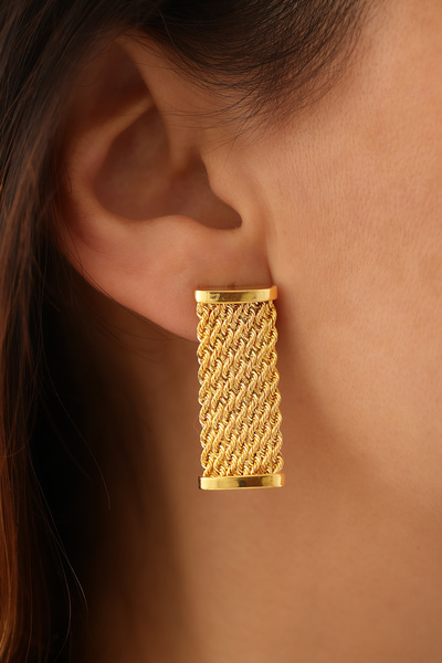 YAVUZ KUYUMCULUK 14 Ayar Altın Hasır Küpe