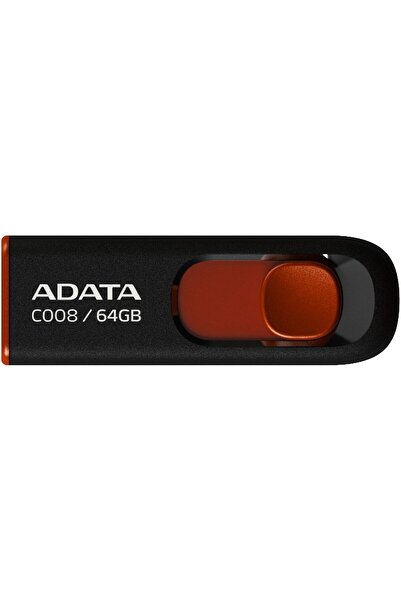 Adata C008 USB Flash Drive, 64GB, USB 2.0, Black/Red