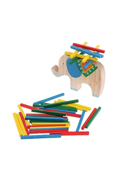 OEM Educational Balance Game, Elephant Model, Wooden, Multicolor, 41 Pieces