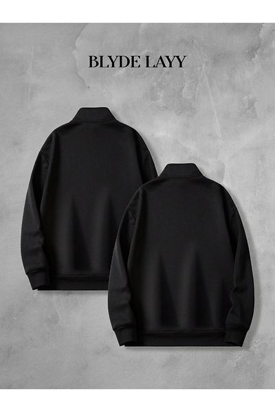 BLYDE LAYY Leopard Design Black 3-Thread Half Zipper Double Sweatshirt Lover Couple Combination