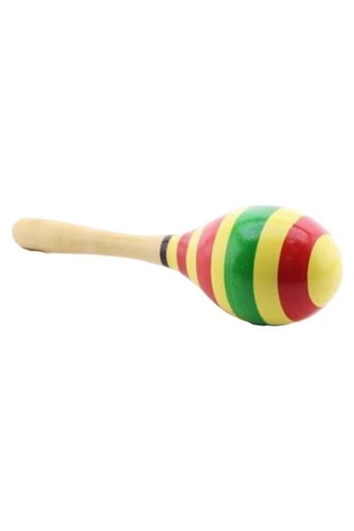 Star Master Musical Instrument for Kids, Wooden Maracas, Yellow Green Red, 18.5 cm