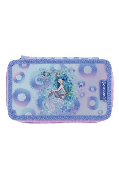 Herlitz Penar echipat cu 23 de piese, multicolor, material textil, 2 compartimente, sirenă mistică, 19,5x5x11,6cm