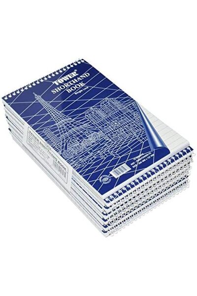 FİS Tower Shorthand Book, Top Spiral Binding, Size 205x127mm, 70 Sheets Per Pad, 8mm Single Line Rul