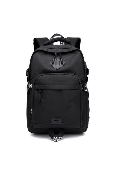 ENAR Fashion Large Capacity School Backpack With USB Charger Black