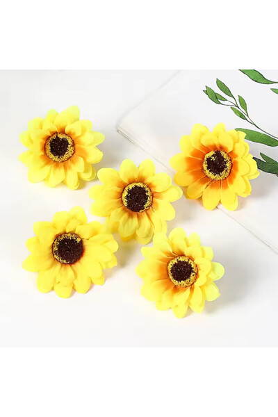 MD Aspiz Flowers 96 Adet Yapay Lüx Ayçiçeği Kafa (6cm)_ Papatya Kafası Yaprak yıldız Çiçek Gül Duvar Ay çiçeği
