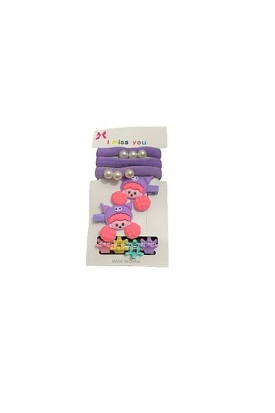 OEMN Set 9 Accessories for Girls, Hair Bands, Hair Clips, Purple