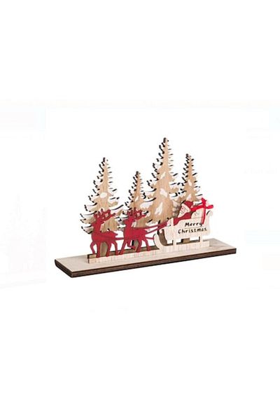 Jumbo Christmas Wooden Decoration, Santa's Sleigh, 15 cm