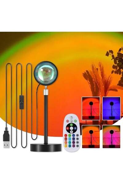 FOXMAG24 Lampă proiector apus de soare, 16 culori, 4 moduri, cu aplicație și ...
