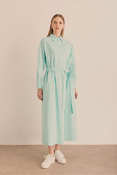 Aker Beli Seyyar Kuşaklı Cotton Elbise