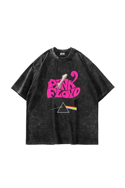 Sekizbiraltı Унисекс тениска с щампа Pink Floyd, голяма, изпрана, черна