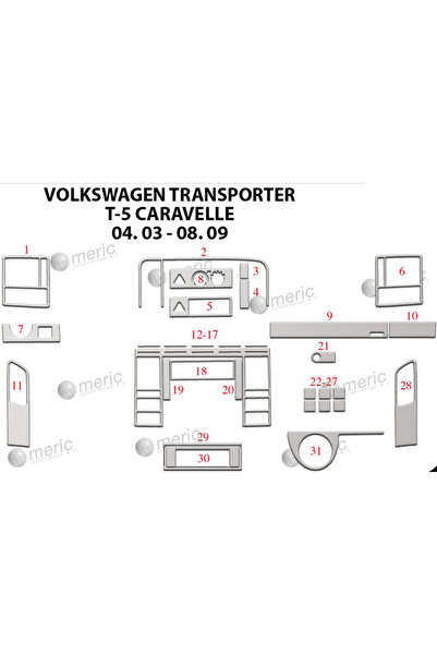 Marscockpitdesign غطاء كونسول فولكس فاجن كارفيل 2003-2009 29 قطعة