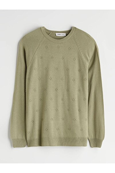 LC Waikiki LCWAIKIKI Pulover de tricotaj pentru femei, cu decolteu clasic, floral (W5)