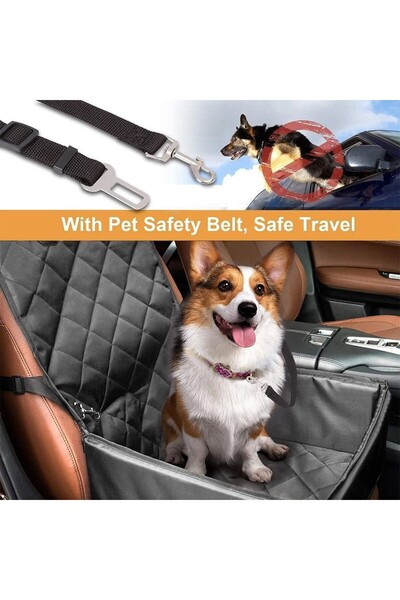 Flippy Pet Car Seat with Seat Attachment and Seatbelt, 45x43x60 cm, Grey