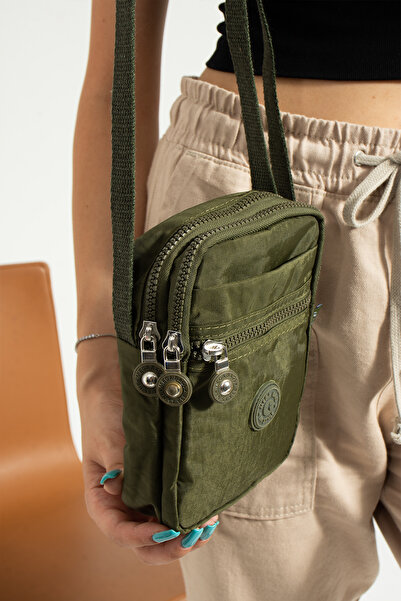 NEMO BAGS Khaki Unisex Phone Holder, Wallet, Card Holder, Cross Strap Shoulder Bag, 18X13Cm