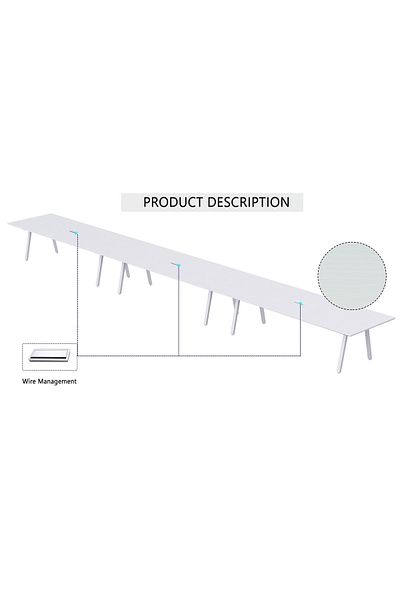 Mahmayi Bentuk 139-18 18 Seater Conference Meeting Table Modern Office Furniture - White