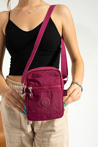 NEMO BAGS Claret Red Unisex Phone Holder, Wallet, Card Holder, Cross Strap Shoulder Bag, 18X13Cm