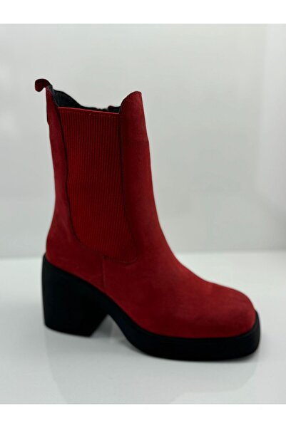 BEN AYAKKABI HAKİKİ DERİ KADIN BOT LASTİKLİ FERMUARLI