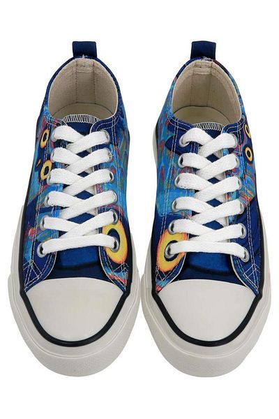 Dogo Women's Vegan Navy Blue Sneakers - Feathers of the Owl Design
