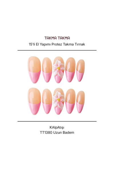 Takma Takma M Beden 15'li Pembe Uzun Badem TT1380 Tekrar Kullanılabilir Prote...