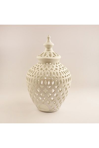 Lucerna Ceramic Ramadan Candle Holder, White 25*25*42Cm