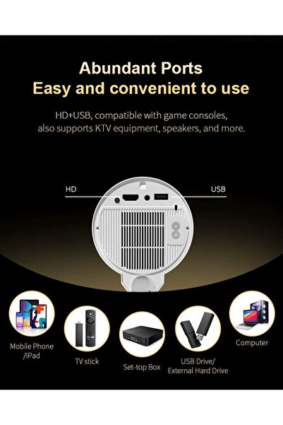 Generic Projector with Wi-Fi Portable Ceiling Projector, 4K Ultra