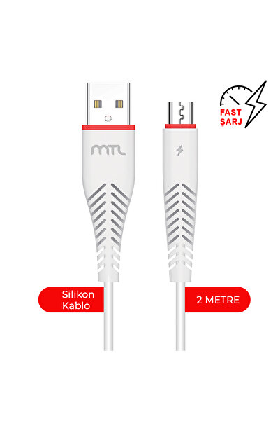 MTL Micro USB 3.4A 2 Metre Hızlı Şarj ve Veri Aktarım Kablosu MT2023