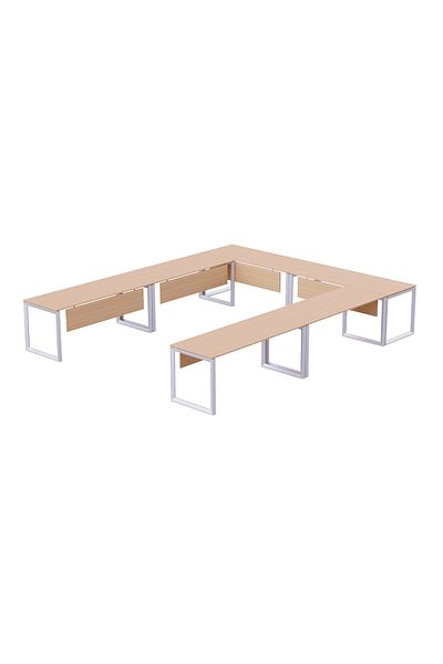 Mahmayi Vorm 136-14 U-Shaped Conference Meeting Table for Office - 12 Seater, Oak