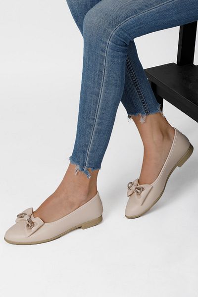 RENKLİBUTİK Women's Trend Daily Ballerina Lightweight Comfortable Bow Home and Office Shoes