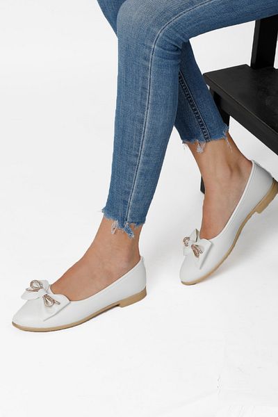 RENKLİBUTİK Women's Trend Daily Ballerina Lightweight Comfortable Bow Home and Office Shoes