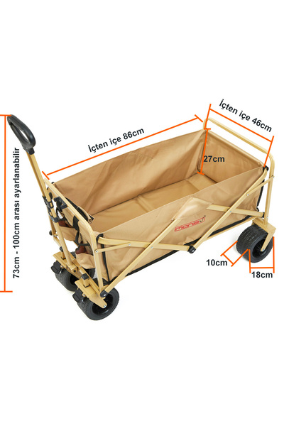 moniev Kamp Arabası Katlanır Taşıma Arabası Büyük Vagon Pazar Alışveriş Araba Frenli Ve Geniş Tekerlekli