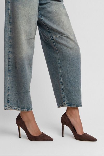 NİŞANTAŞI SHOES Vanessa Brown Suede 10 cm Stiletto de damă cu toc subțire cu vârf ascuțit