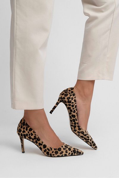 NİŞANTAŞI SHOES Melody Leopard Pattern Suede 8 cm με μυτερό γυναικείο στιλέτο με λεπτό τακούνι