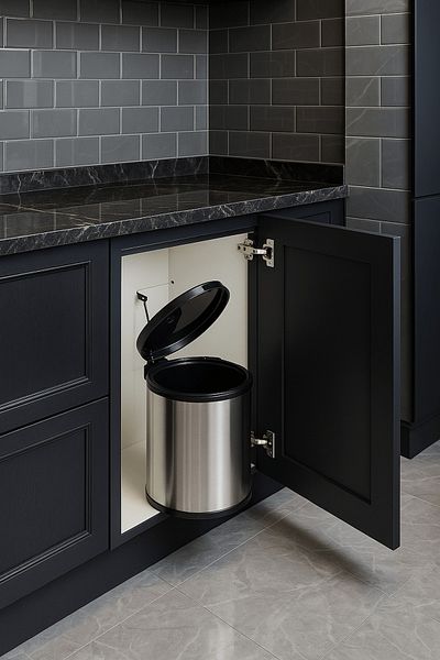 Sas Haus Bathroom, Kitchen under Counter 11 Liter Metal Trash Can, Chrome, Fits All Cabinets Inside Cabinet Trash Can