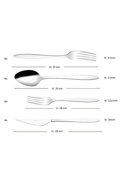Emsan Yakamoz 24 Parça 6 Kişilik Kutulu Çatal Kaşık Bıçak Takımı