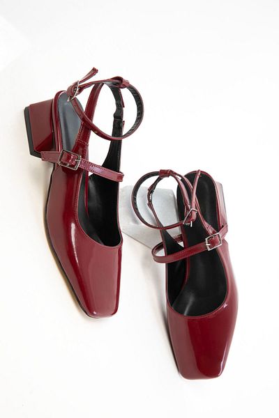 SOHO Burgundy Patent Leather Women's Classic Heeled Shoes 20809