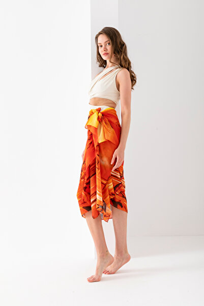 Wega Moda Palm Patterned Beach Pareo, Women's Pareo, Pareo, 100X200 cm