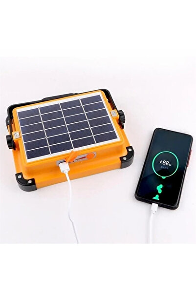 Cata Unichrome Güneş Enerjili Solar 200w Watt Led Projektör Taşınabilir Sarı Beyaz Ve Çakar Işık Lamba