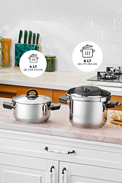 Emsan طنجرة فولاذية آريا 4 + 6 لتر