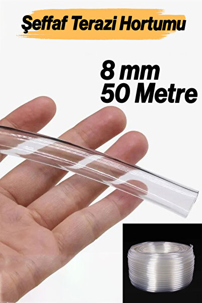 Badem10 Şeffaf Terazi Hortumu 50 Metre 8 mm İç Çap Termosifon Su Seviyesi Hortumu Oto Kapı Fitili
