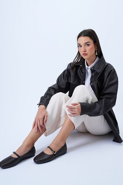 Trend Alaçatı Stili Balerini de bază pentru femei Bitter Brown cu o singură curea ALC-X14352