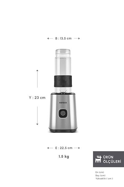 Karaca Smoothie on the Go Personal 4 Blade Personal Blender Inox