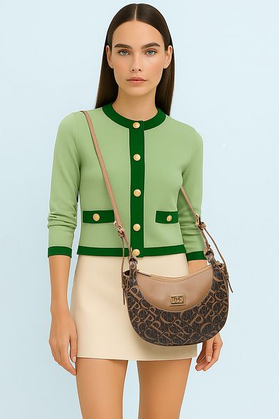 Pierre Cardin Monogram Brown Women's Cross Shoulder Bag 05Po25Y2517