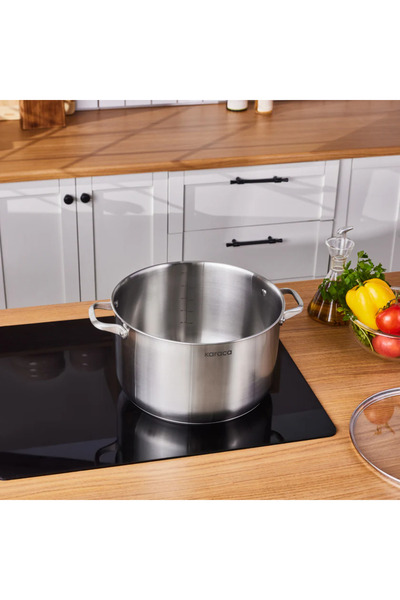 Karaca Indukční hrnec Elite z nerezové oceli s poklicí, 30 cm, stříbrný