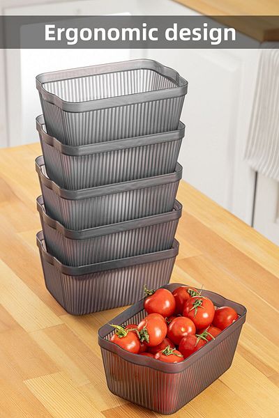 Meleni Home Perry Set of 6 Kitchen Refrigerator and Freezer Container - 1.5 Lt Smoked