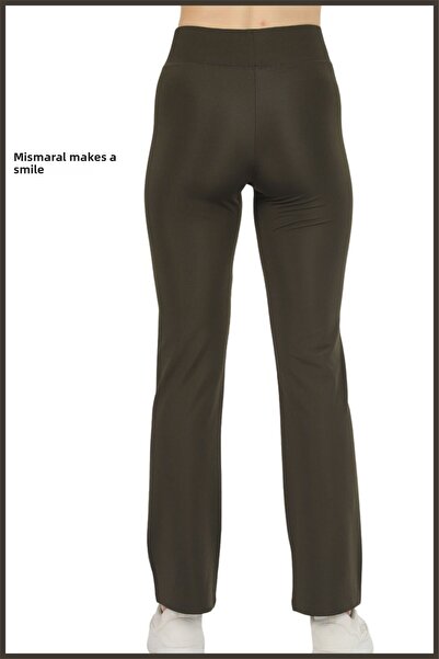 missmaral Women's Khaki High Waist Recovery Flat Leg Leggings Bootcut Wide Elastic Non-Slip Belt105103