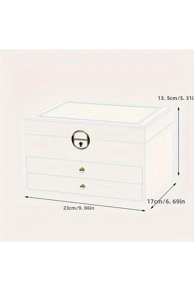 ZUMRANKA Large Size Jewelry Organizer - Luxury Jewelry Box with 3 Layers with Lock, 2 Drawers