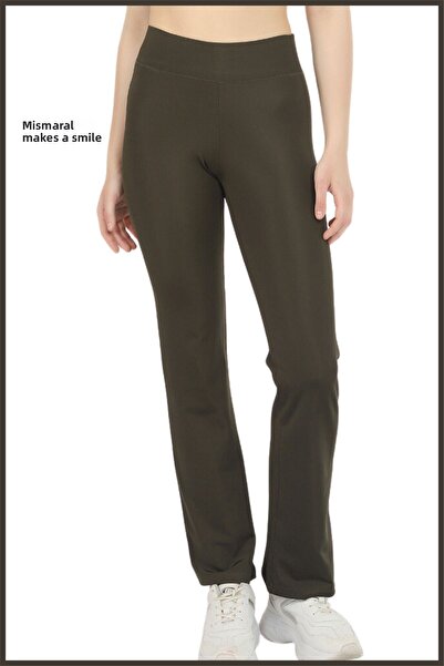 missmaral Women's Khaki High Waist Recovery Flat Leg Leggings Bootcut Wide Elastic Non-Slip Belt105103